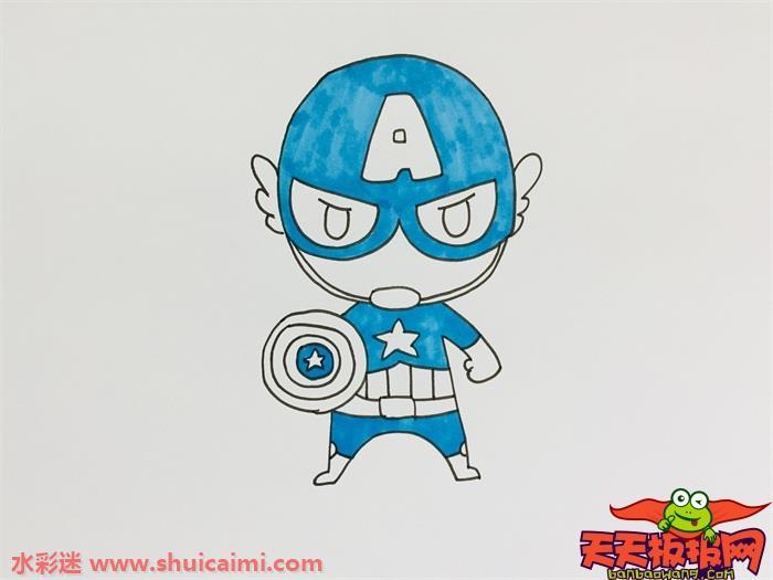 漫威英雄美国队长怎么画 美国队长简笔画图片大全带颜色