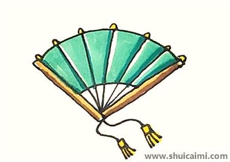 折扇彩色儿童简笔画