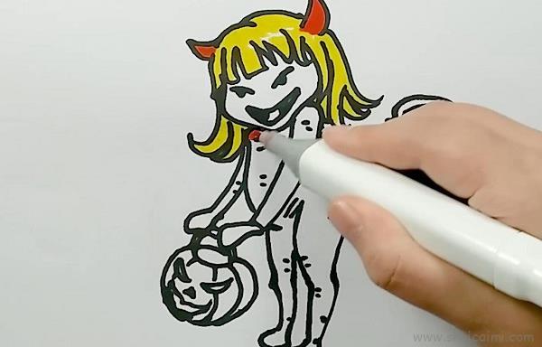提南瓜小魔女儿童画怎么画 提南瓜小魔女简笔画简单又好看