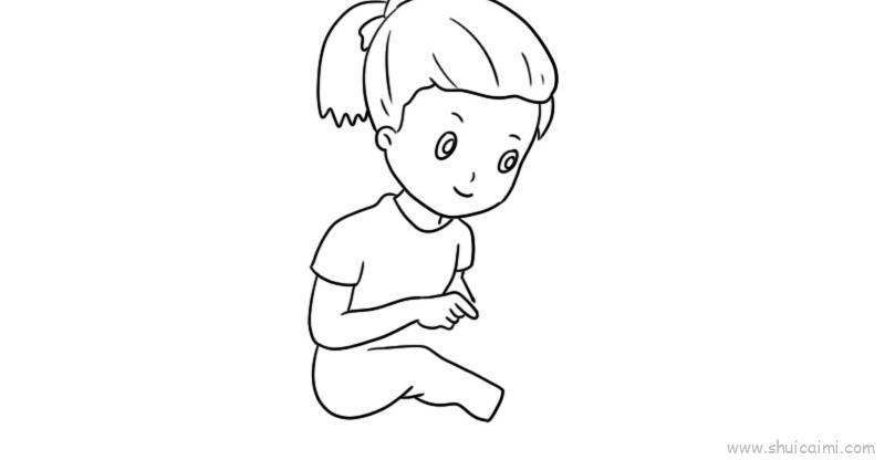 席地而坐儿童画怎么画 席地而坐简笔画简单又好看