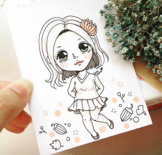 可爱简笔画手绘女孩 可爱简笔画手绘女孩丸子头