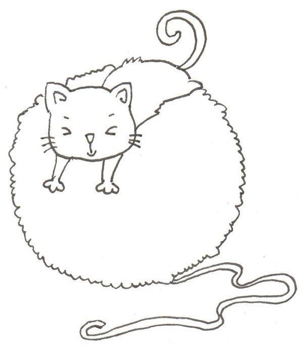 猫咪和线团的简笔画怎么画 猫咪和线团的简笔画好看