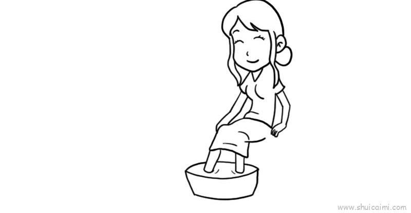 给母亲洗脚儿童画怎么画 给母亲洗脚简笔画简单