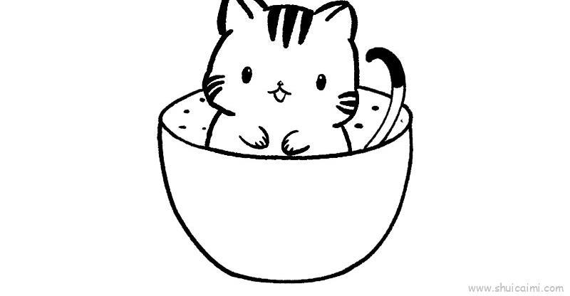 小猫西瓜可爱儿童画怎么画 小猫西瓜可爱简笔画画法