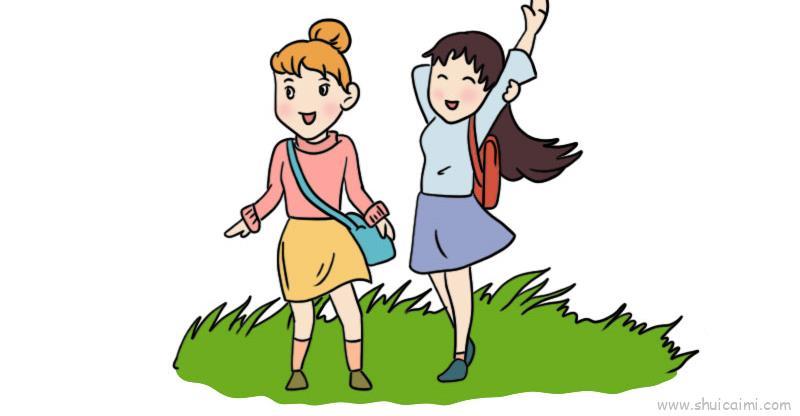 踏青儿童画怎么画 踏青简笔画步骤