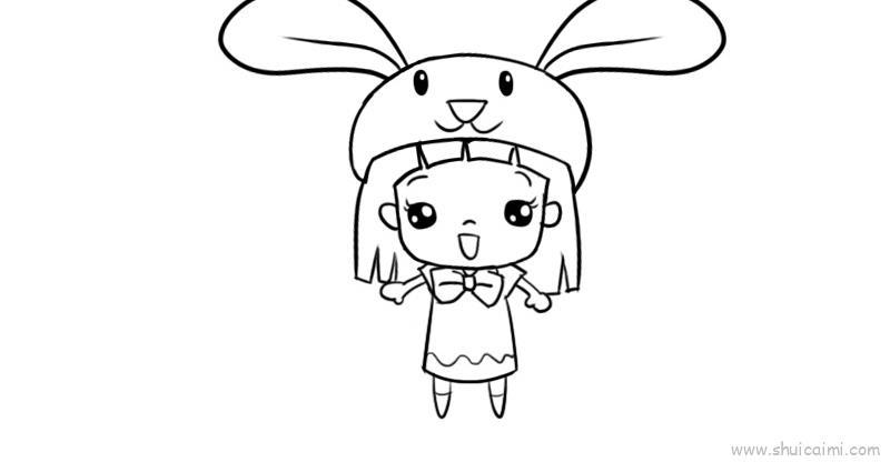 带兔子头套儿童画怎么画 带兔子头套简笔画好看