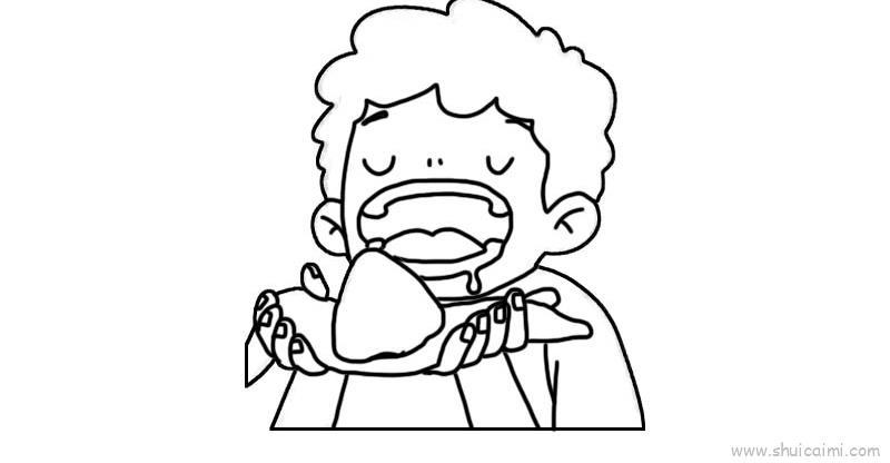 吃粽子儿童画怎么画 吃粽子简笔画图片