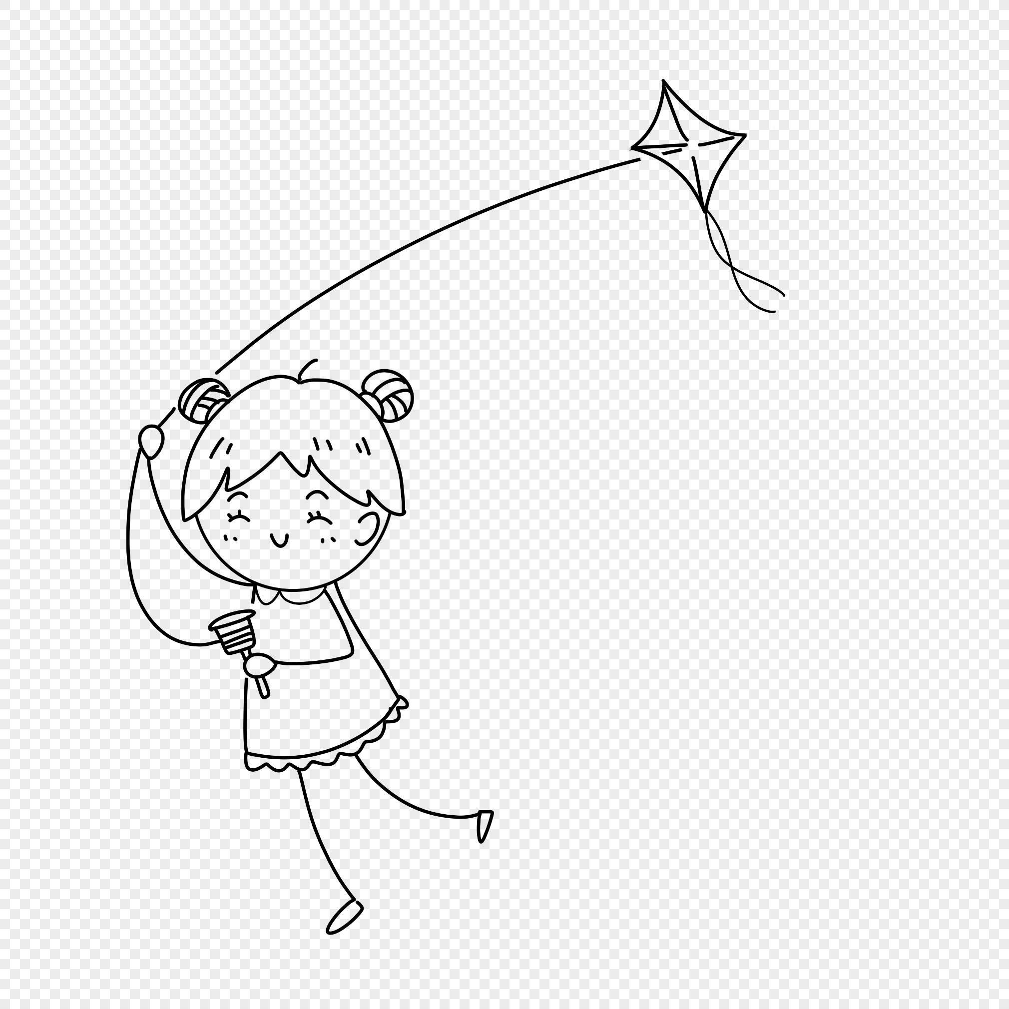 放风筝的小女孩简笔画 放风筝的小女孩简笔画既可爱又好看