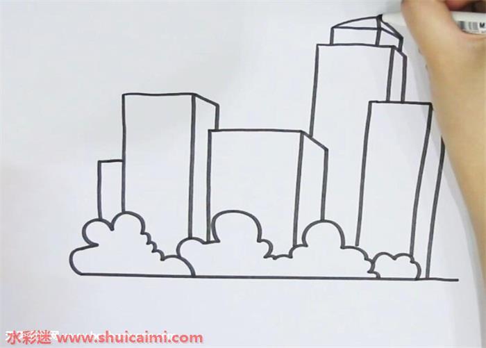 高楼大厦怎么画 简笔画高楼大厦上色教程