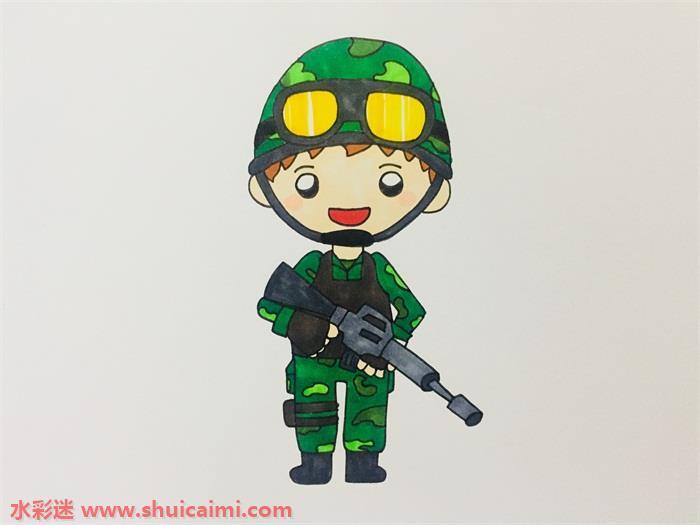 解放军怎么画 解放军简笔画步骤图