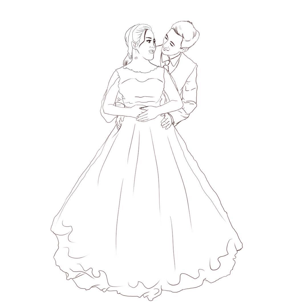 婚纱简笔画教程情侣 婚纱简笔画手绘