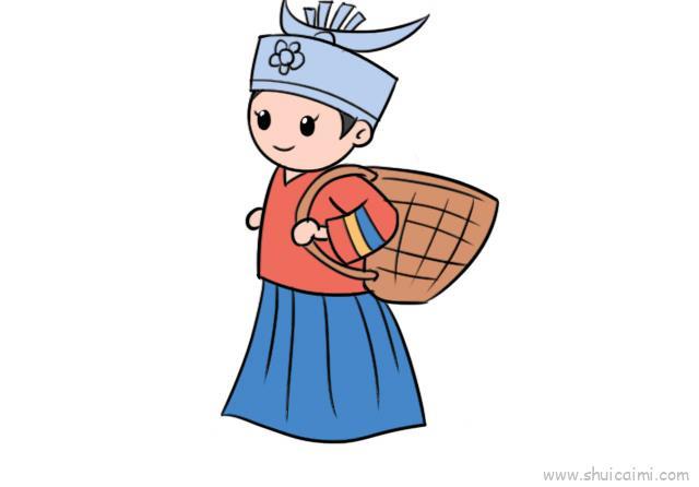 苗族姑娘儿童画怎么画 苗族姑娘简笔画图片大全