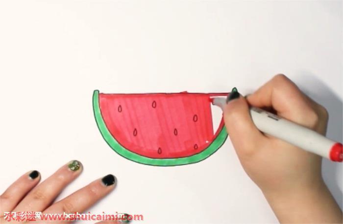 西瓜怎么画 西瓜简笔画彩色