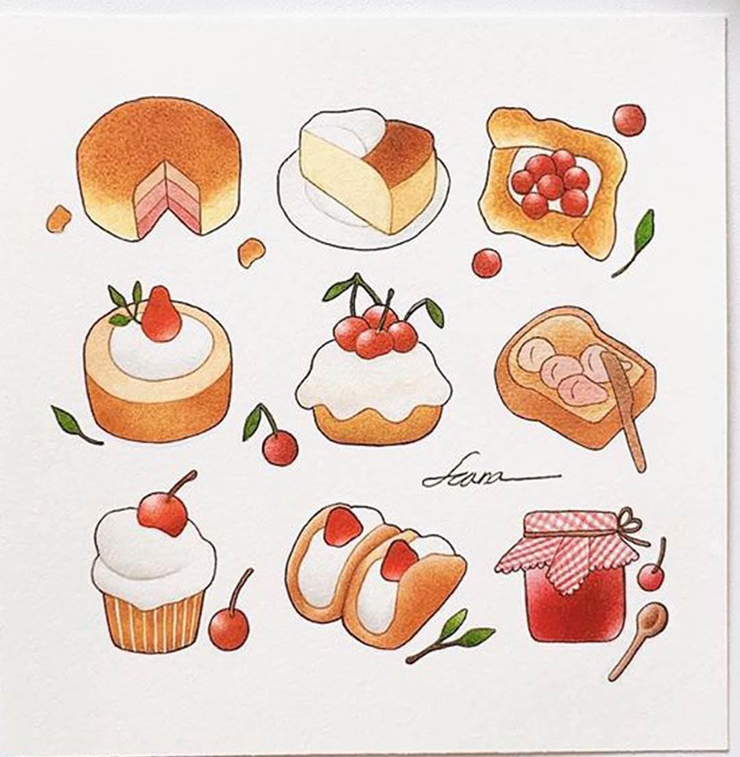 水彩笔简笔画素材手帐 水彩笔手绘