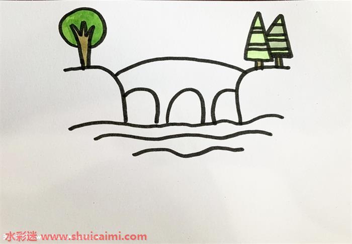 溪边怎么画 溪边简笔画图片带颜色