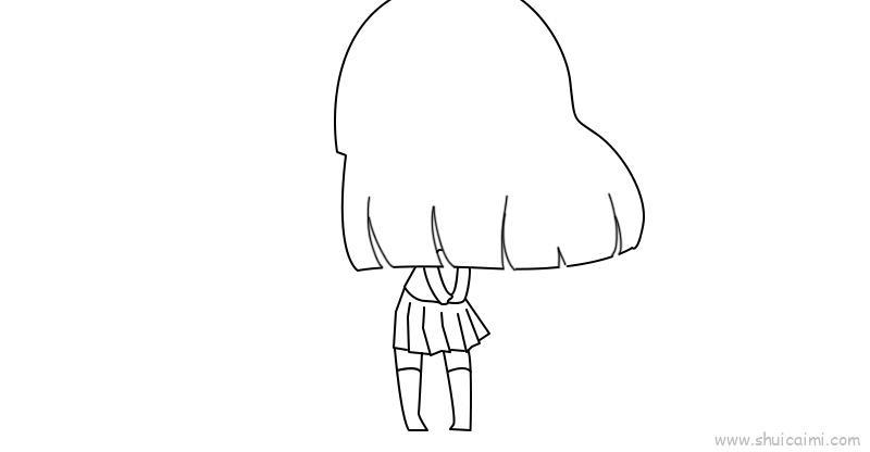 长发女孩背影儿童画怎么画 长发女孩背影简笔画简单
