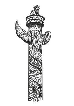 华表简笔画 华表简笔画彩色