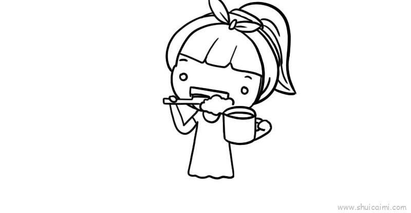 刷牙儿童画怎么画 刷牙简笔画图片