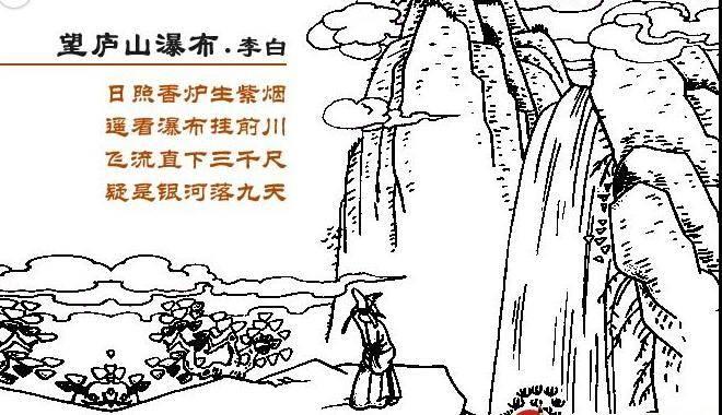 望庐山瀑布简笔画 望庐山瀑布简笔画图片