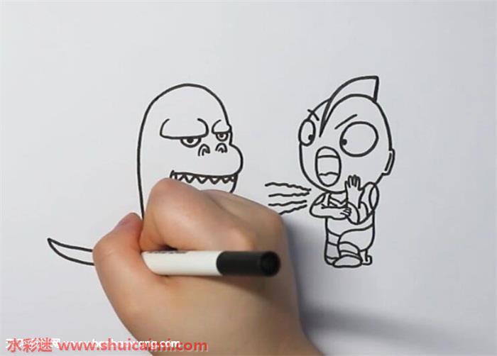 奥特曼打怪兽怎么画 奥特曼打怪兽简笔画步骤