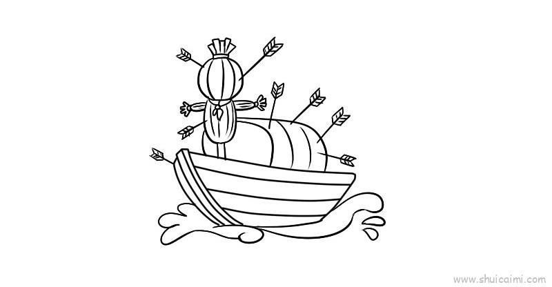 草船借箭少儿版儿童画怎么画 草船借箭少儿版简笔画图片大全