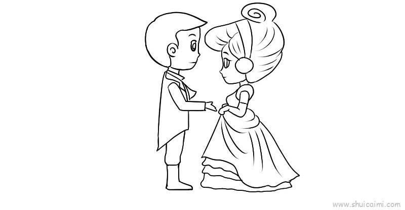 灰姑娘和王子儿童画怎么画 灰姑娘和王子简笔画步骤