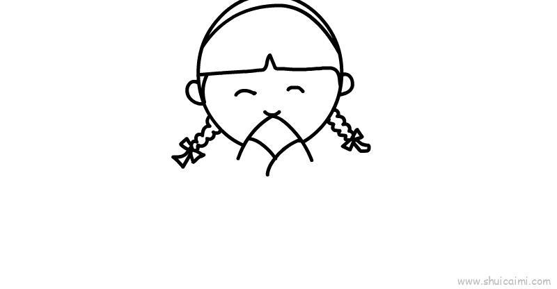 吃粽子的小女孩儿童简笔画画法步骤