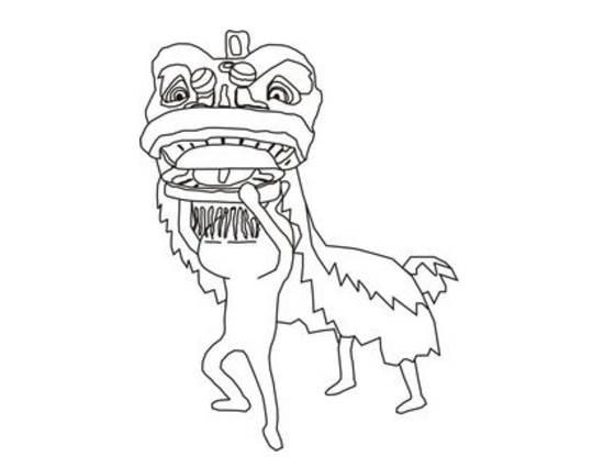 舞狮简笔画 舞狮简笔画彩色