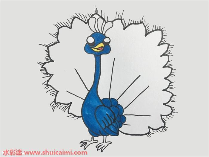 孔雀开屏简笔画怎么画画法