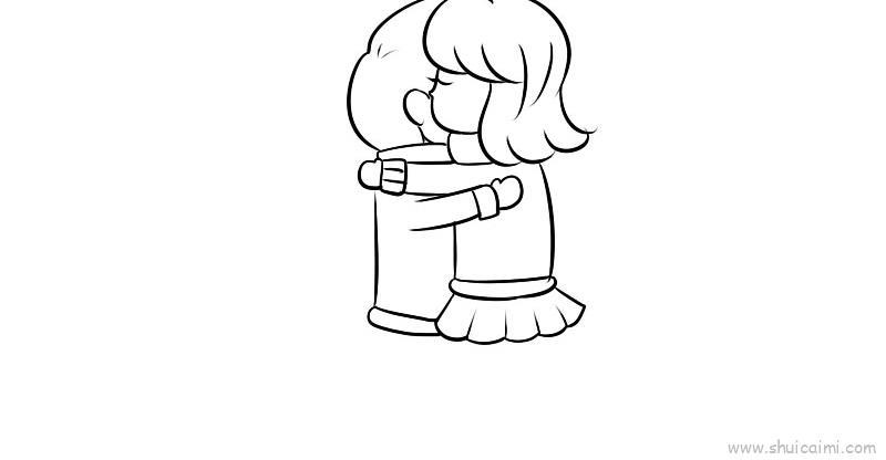 情侣拥抱儿童画怎么画 情侣拥抱简笔画简单