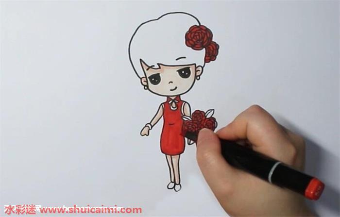新娘简笔画怎么画漂亮彩色