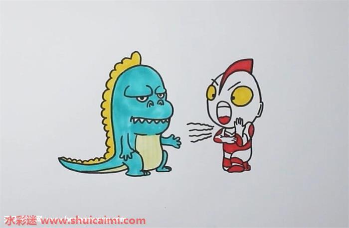 奥特曼打怪兽怎么画 奥特曼打怪兽简笔画步骤