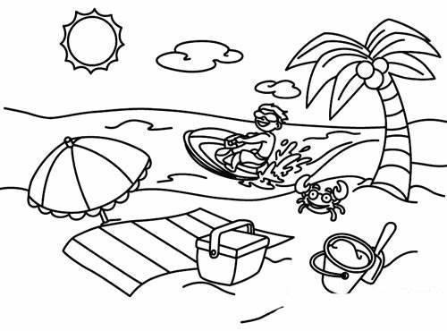 沙滩简笔画 沙滩简笔画海边彩色