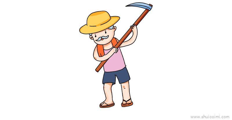 农名种地儿童画怎么画 农名种地简笔画绘画教程