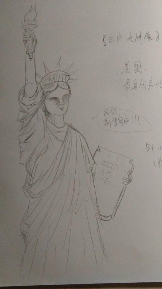 自由女神像简笔画 自由女神像简笔画彩色