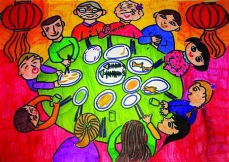 画一桌年夜饭简笔画 年夜饭简笔画简单又漂亮