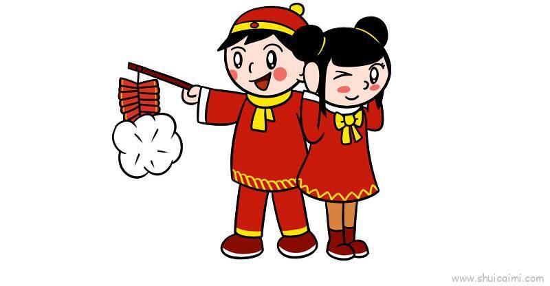 过年放鞭炮的简笔画怎么画 过年放鞭炮的简笔画怎么画的