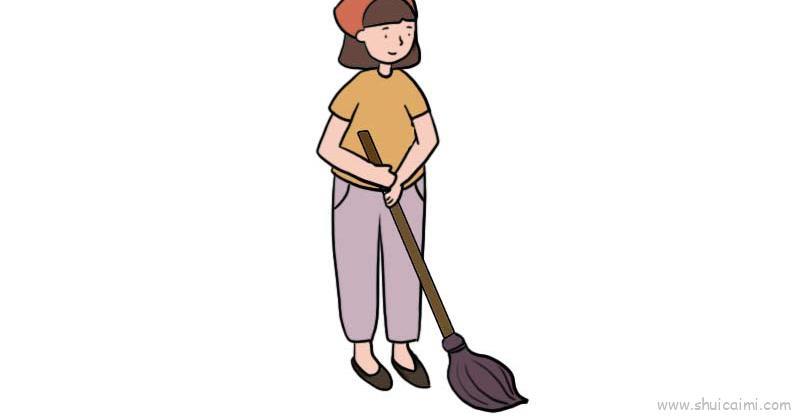 打扫卫生儿童画怎么画 打扫卫生简笔画简单