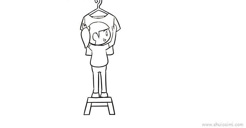 我帮妈妈晾衣服儿童画怎么画 我帮妈妈晾衣服简笔画简单