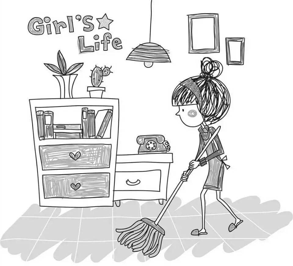 做家务简笔画图片大全 做家务简笔画图片大全彩色