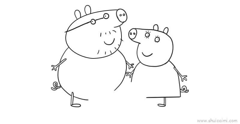 小猪佩奇全家福儿童画怎么画 小猪佩奇全家福简笔画步骤