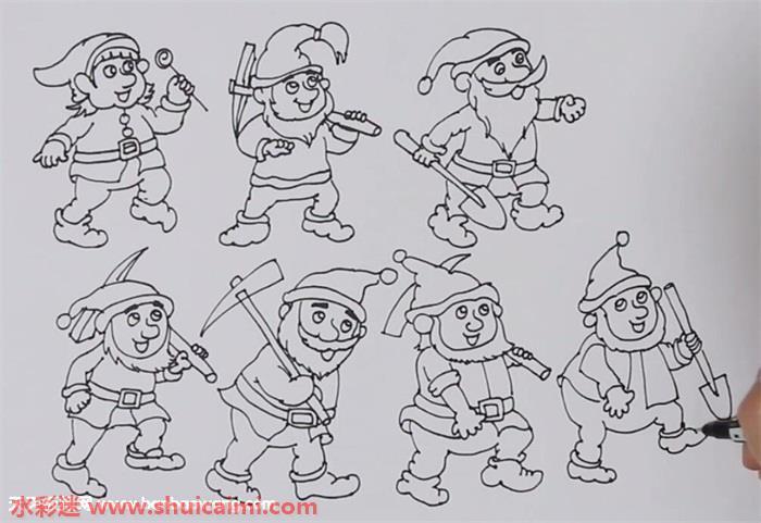 七个小矮人怎么画 七个小矮人简笔画步骤