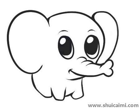 可爱的小象儿童简笔画绘画教程