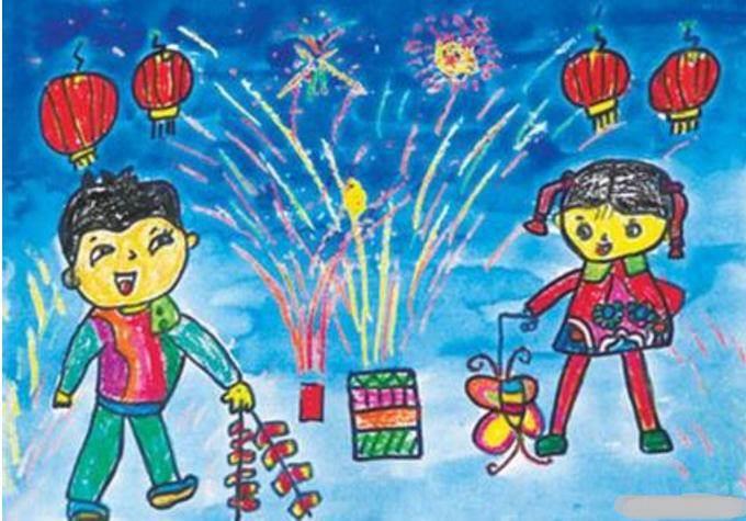 新年放烟花儿童画怎么画 新年放烟花儿童画怎么画的