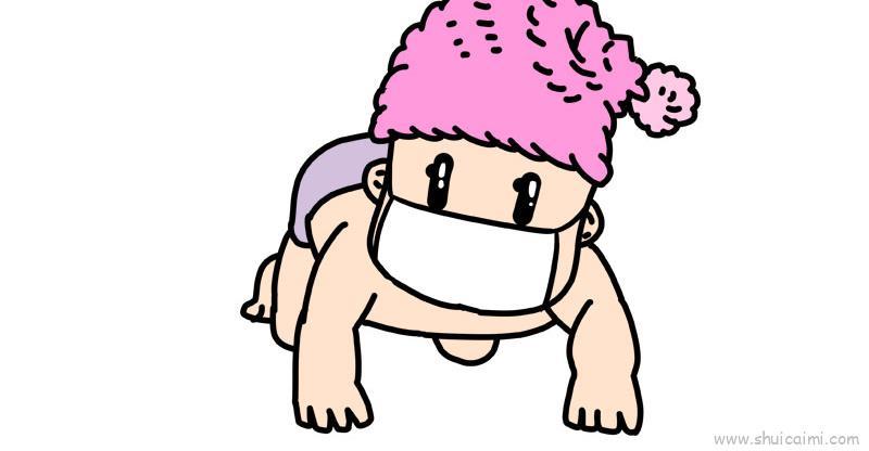 小孩戴口罩儿童画怎么画 小孩戴口罩简笔画图片