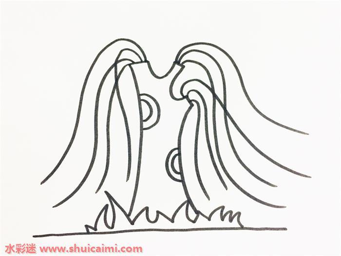 茂密柳树怎么画 茂密柳树简笔画步骤