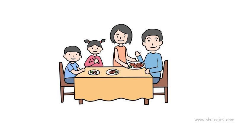 聚餐儿童画怎么画 聚餐简笔画顺序