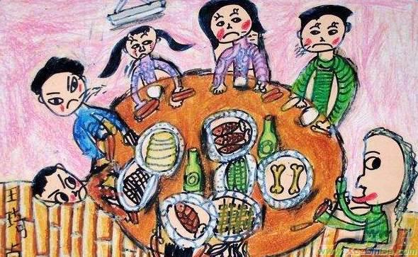 画一桌年夜饭简笔画彩色 年夜饭简笔画彩色 简单