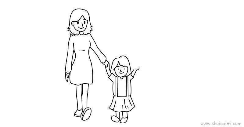 一家三口出游儿童画怎么画 一家三口出游简笔画步骤