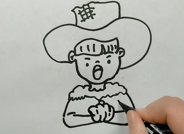 拿南瓜的小孩儿童画简笔画怎么画